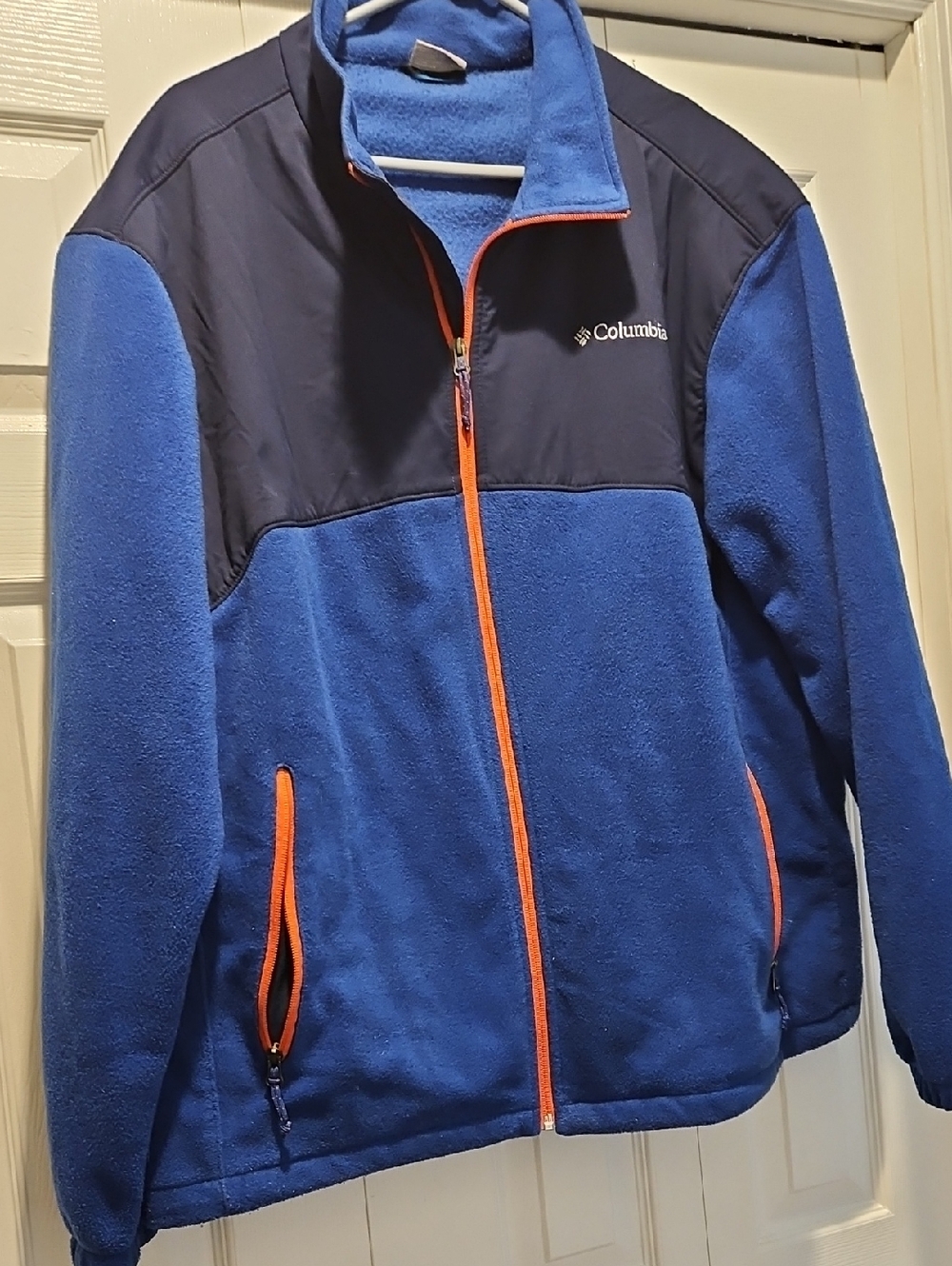 Columbia Mens Full Zip Blue Orange Trim Fleece Jacket